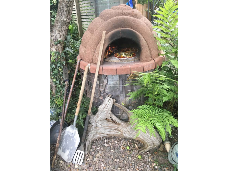 Pizza oven in use!