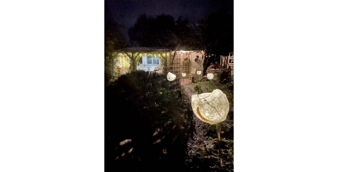 Lantern lit path to studio