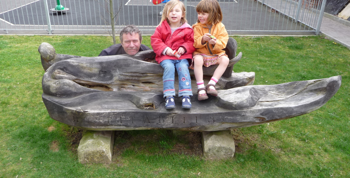 Ivan's bench being tested by the toddlers