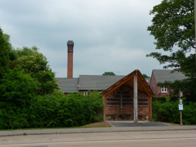Shelter 2 completed with old hospital buildings behind