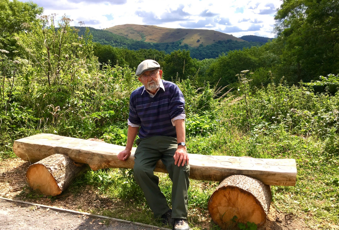 My lovely Dad...Poet Bob Gibson on our poetry bench