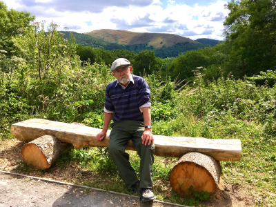My lovely Dad...Poet Bob Gibson on our poetry bench