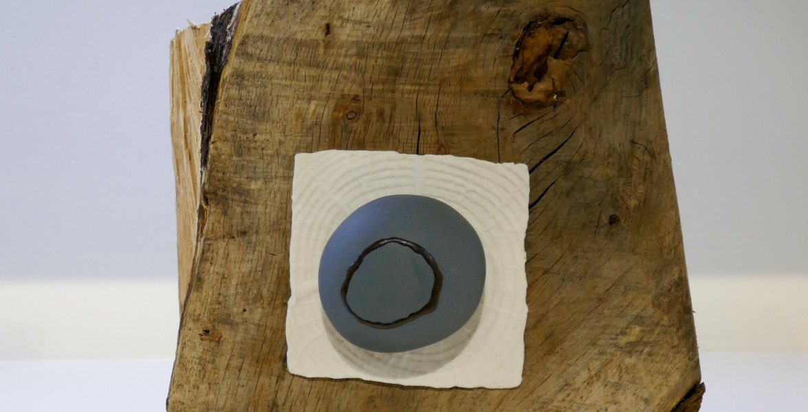  Blue Stone on Wood I