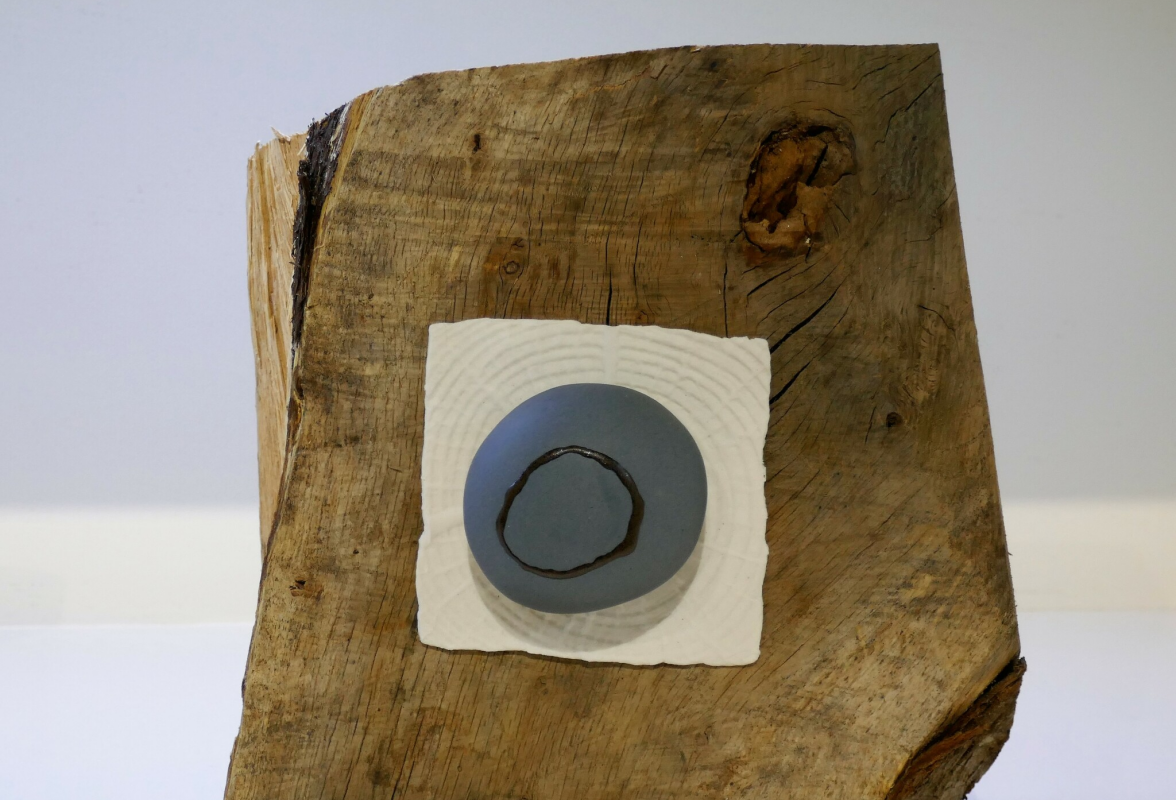  Blue Stone on Wood I