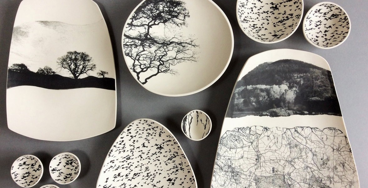 Screen printed bowls and platters