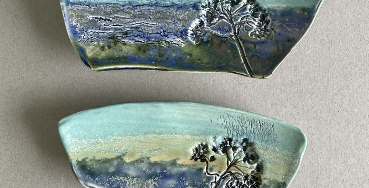Small Seascape Platters with feet