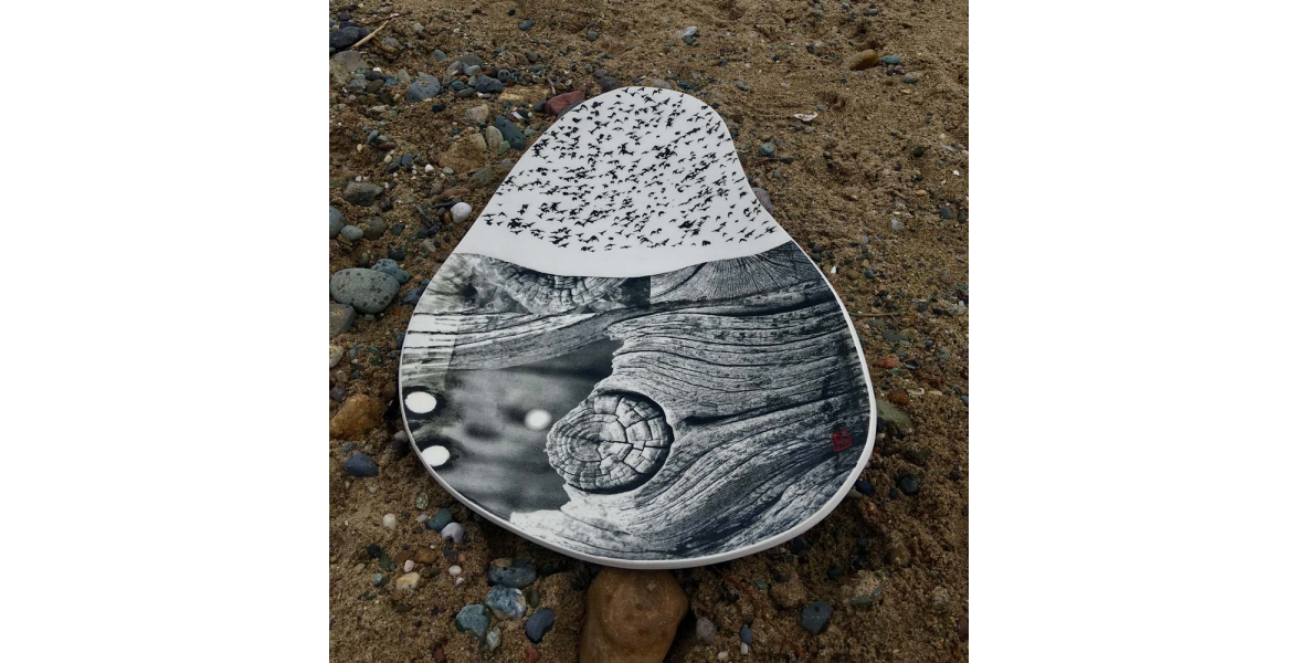 Screen printed bowl on the beach
