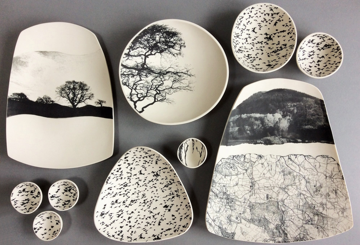 Screen printed bowls and platters