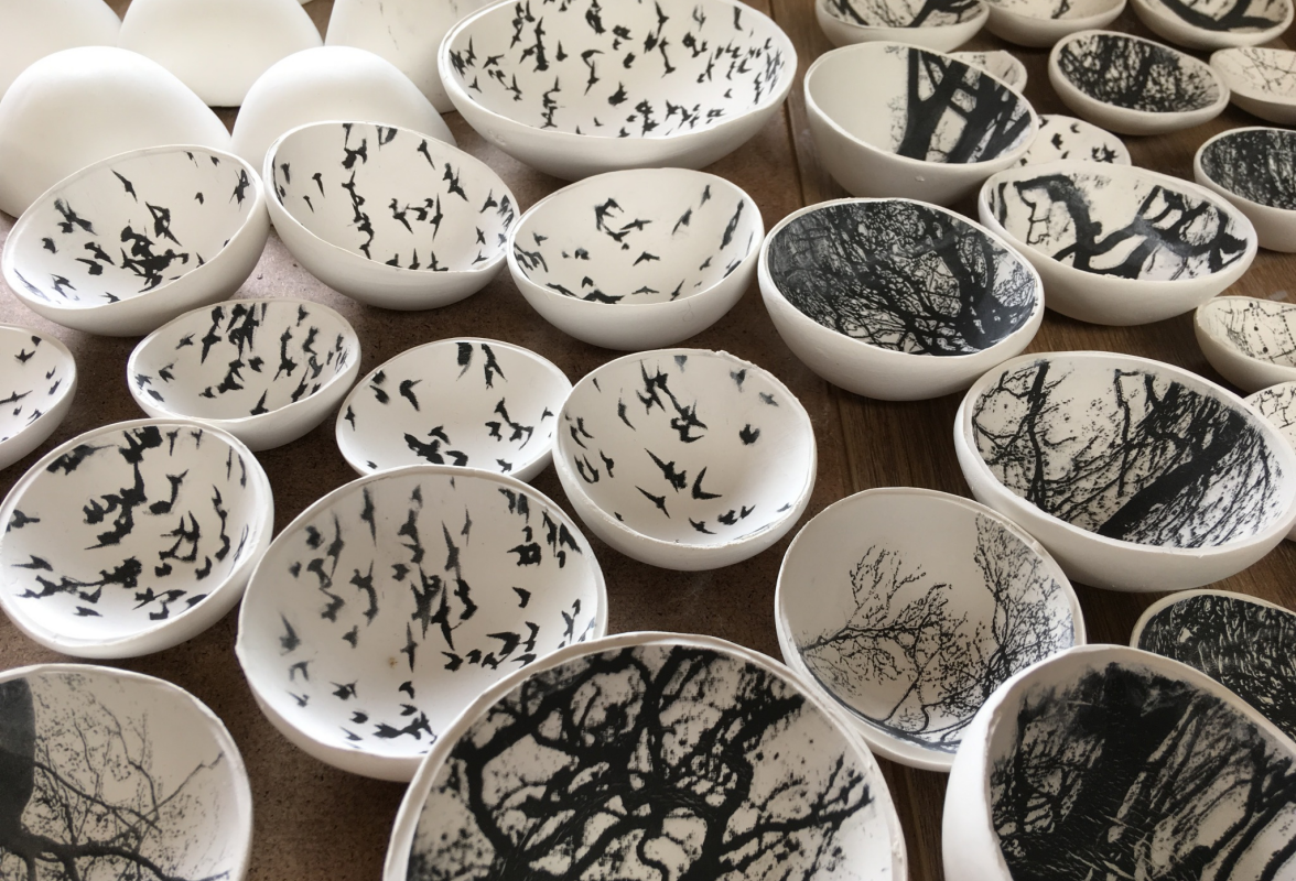 Pre-fired printed porcelain bowls