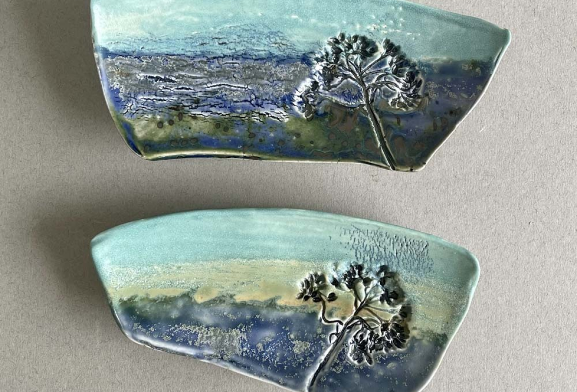 Small Seascape Platters with feet