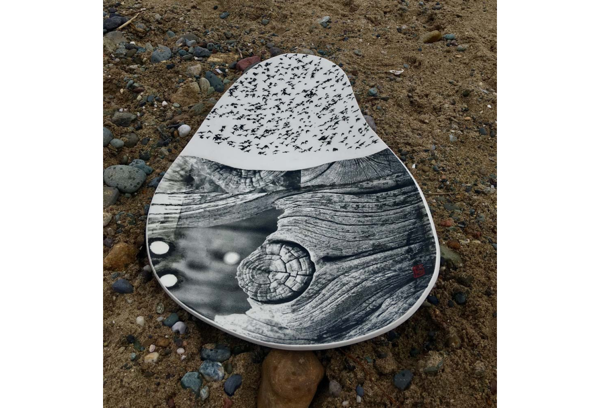 Screen printed bowl on the beach