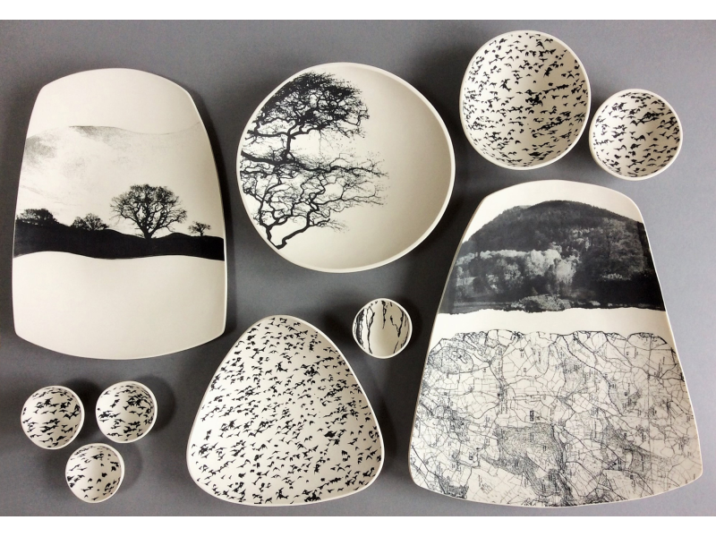 Screen printed bowls and platters