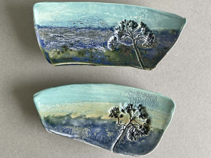 Small Seascape Platters with feet
