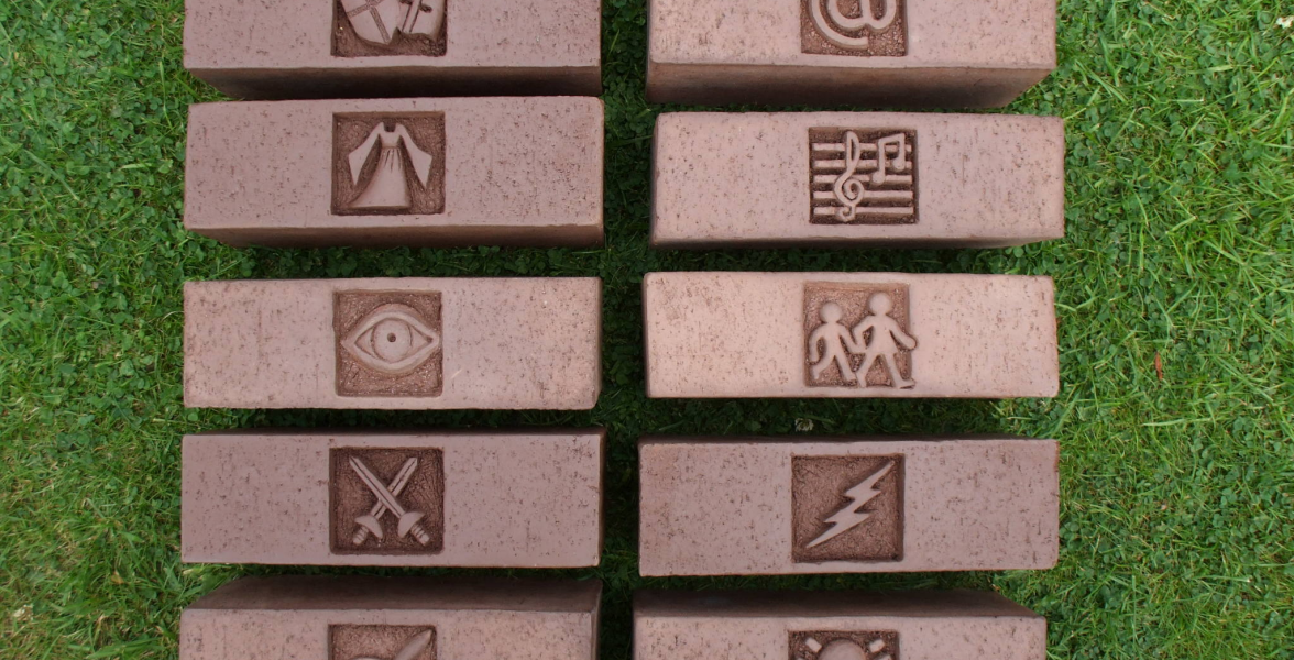 Carved brick symbols for museum project