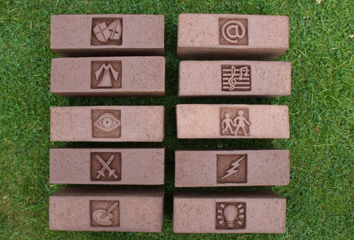 Carved brick symbols for museum project
