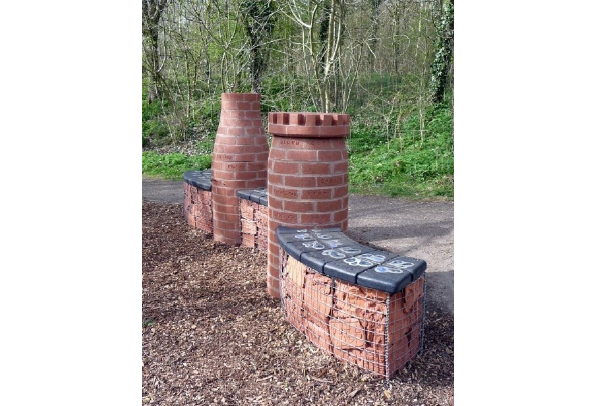 Castle Pools ceramic history bench