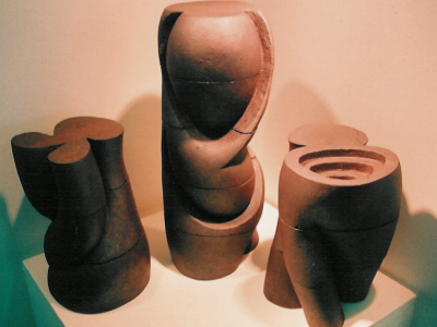 Three small brick sculptures unfired