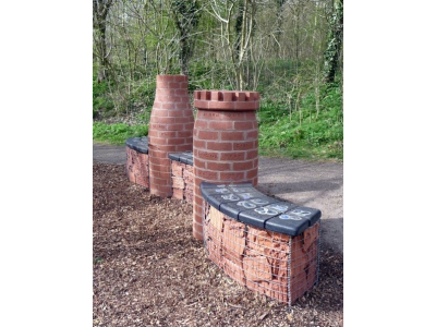 Castle Pools ceramic history bench