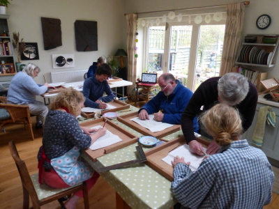 Tile making workshop for adults in my kitchen!