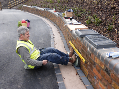 Gluing brick piers