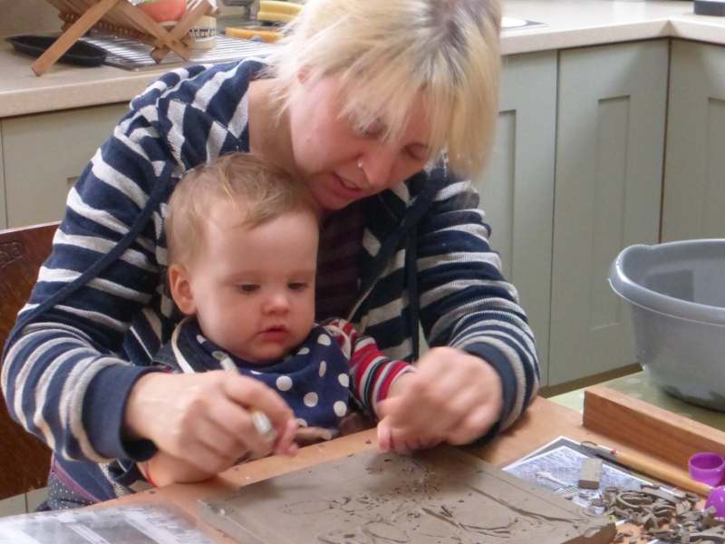 Sharon and Edith our yougest tile maker