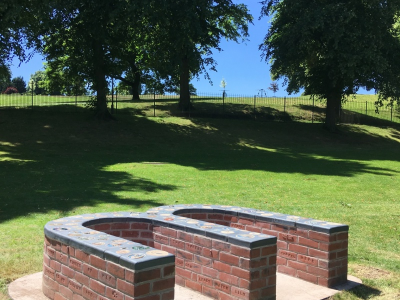 Completed brick bench in Jubilee Park