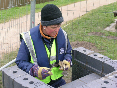 Ruthie bricklayin...where's my hard hat?!
