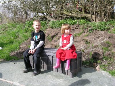 Cousins enjoy the bench