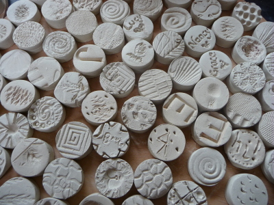 Unfired clay textured discs